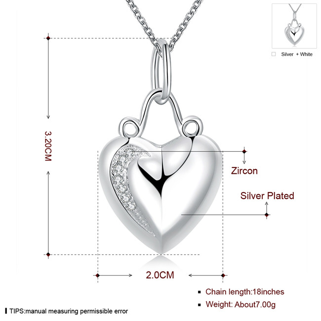 High grade women's heart shape Pendant Necklace white gemstone sterling silver necklace STSN703,brand new fashion 925 silver necklace