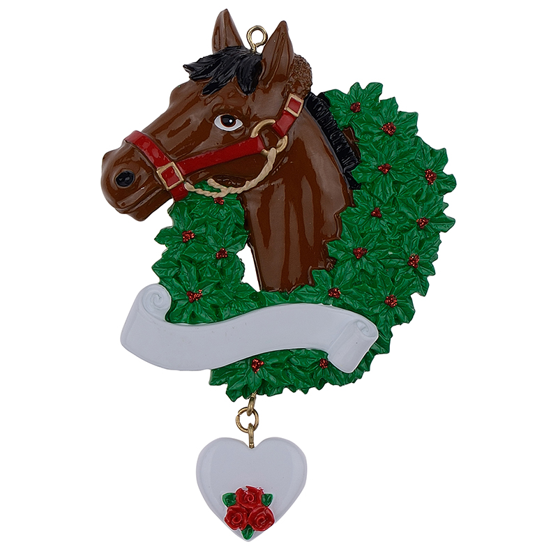Horse with Wreath Personalized Christmas Ornaments As Craft Souvenir For Gifts or For Home Decorations
Horse with Wreath Personalized Christmas Ornaments As Craft Souvenir For Gifts or For Home Decorations