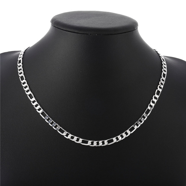 Hot sale flat three men a necklace sterling silver plate necklace STSN032,fashion 925 silver Chains necklace factory sale christmas gift
