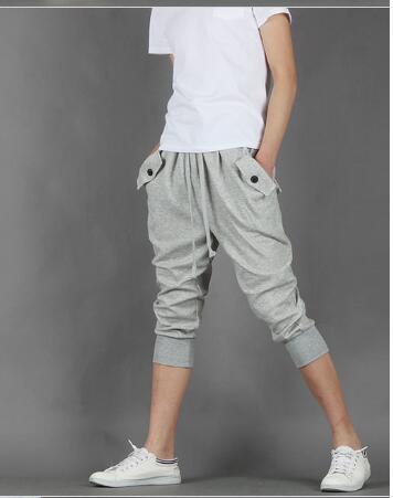 Wholesale- New Mens Harem Capri Casual Sport Athletic Baggy Gym Jogger Joggin Skinny Male Shorts Cotton Polyester Blends Short Pants