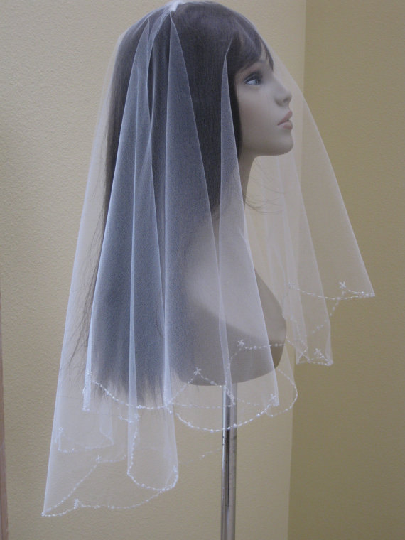 New High Quality Bridal Veils Two Layer Elbow Length Veil With Beaded Edge Wedding Veils Without Comb, White
New High Quality Bridal Veils Two Layer Elbow Length Veil With Beaded Edge Wedding Veils Without Comb, White