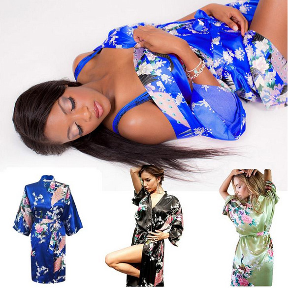 womens Solid royan silk Robe Ladies Satin Pajama Lingerie Sleepwear Kimono Bath Gown pjs Nightgown 17 colors36987527047