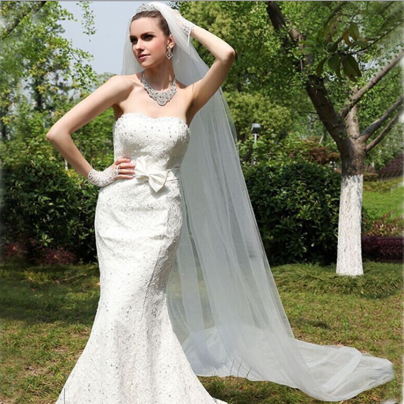 New Style One Layers 3M White Ivory Bridal Veils Tulle With Comb Cathedral Length Wedding Veils
New Style One Layers 3M White Ivory Bridal Veils Tulle With Comb Cathedral Length Wedding Veils