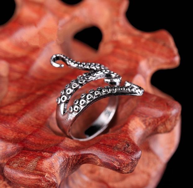 Band Rings Zinc Alloy Punk Style Squid Octopus Ring New Men's Jewelry Animal Opened Adjustable Finger Ring for MChristmas gift for women