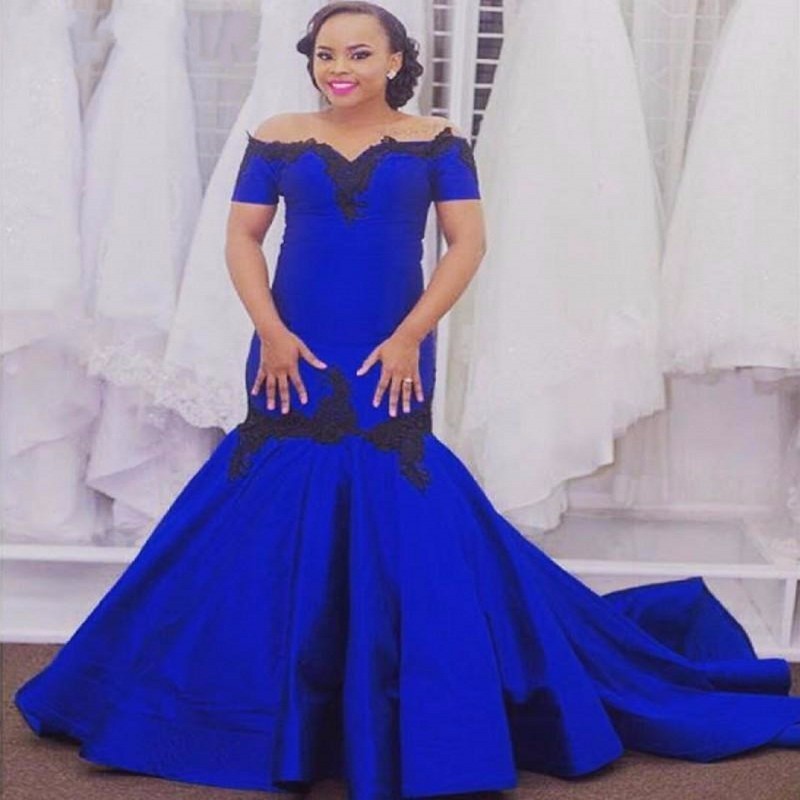 2016 Royal Blue Mermaid Evening Dresses Vestidos de Fest Sexy Off Shoulder Black Applique Sweep Train Long Formal Party Prom Gowns 2016, Ivory
2016 Royal Blue Mermaid Evening Dresses Vestidos de Fest Sexy Off Shoulder Black Applique Sweep Train Long Formal Party Prom Gowns 2016, Ivory