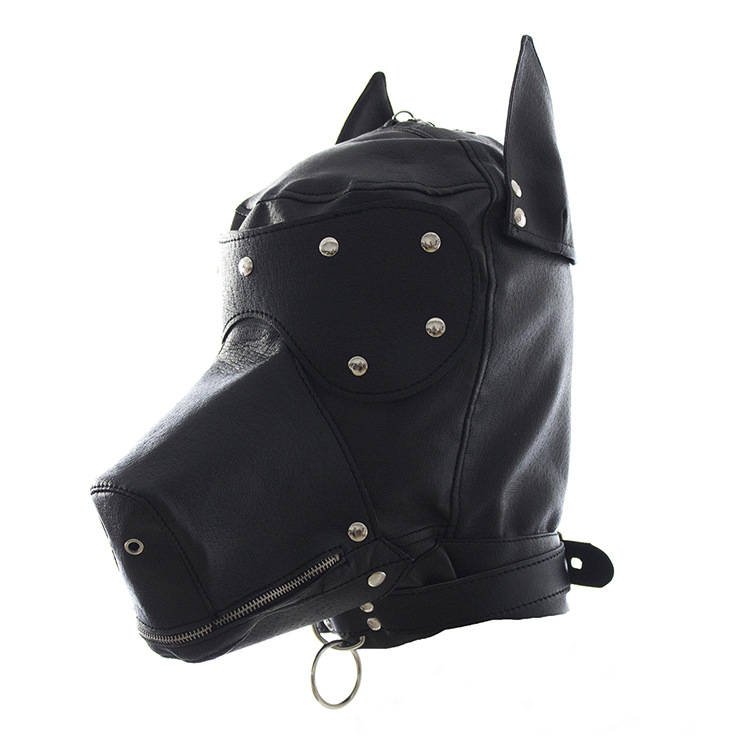 Fetish PU Leather Dog Mask Head Harness Sex Slave Collar Leash Mouth Gag Bondage Hood Blindfold Adult Games Sex Toys for Couples 0701