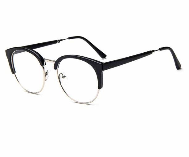 Fashion Cat Eye Half Metal Frame Glasses For Women/Men Retro Vintage Unisex Glasses Big Frame Slim Face Eyewear Glasses