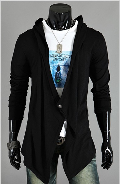 Mens Fashion Cardigan Hooded Sweater Shirt Personality Lengthen Long Men's Sweater Mens Overcoat Men Long Coat Trench Coat Men