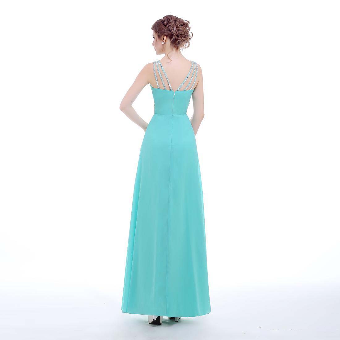 100 Real Picture Plus Size Bridesmaid Dresses Cheap Long V Neck Back With Straps Chiffon Long Maid Of Honor Dress Wear Prom Party