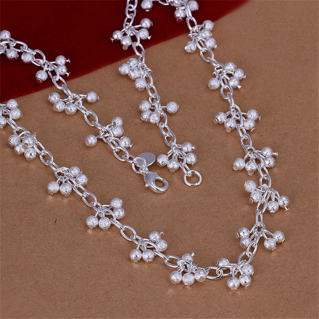 Hot sale Hanging Sand Pearl Grape Necklace sterling silver plate necklace STSN198,wholesale fashion 925 silver Chains necklace factory