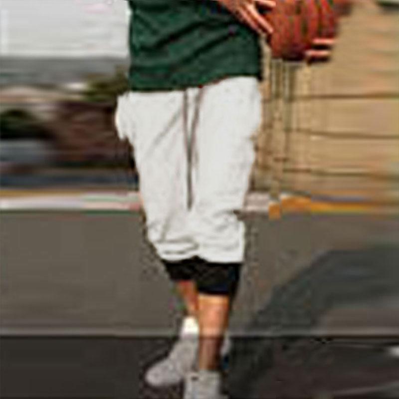Wholesale-Men's Casual Elastic Waist Loose Outdoor Sports Trousers Male Running Activewear Comfortable Sportwear Capri Pants Size:M-XXL