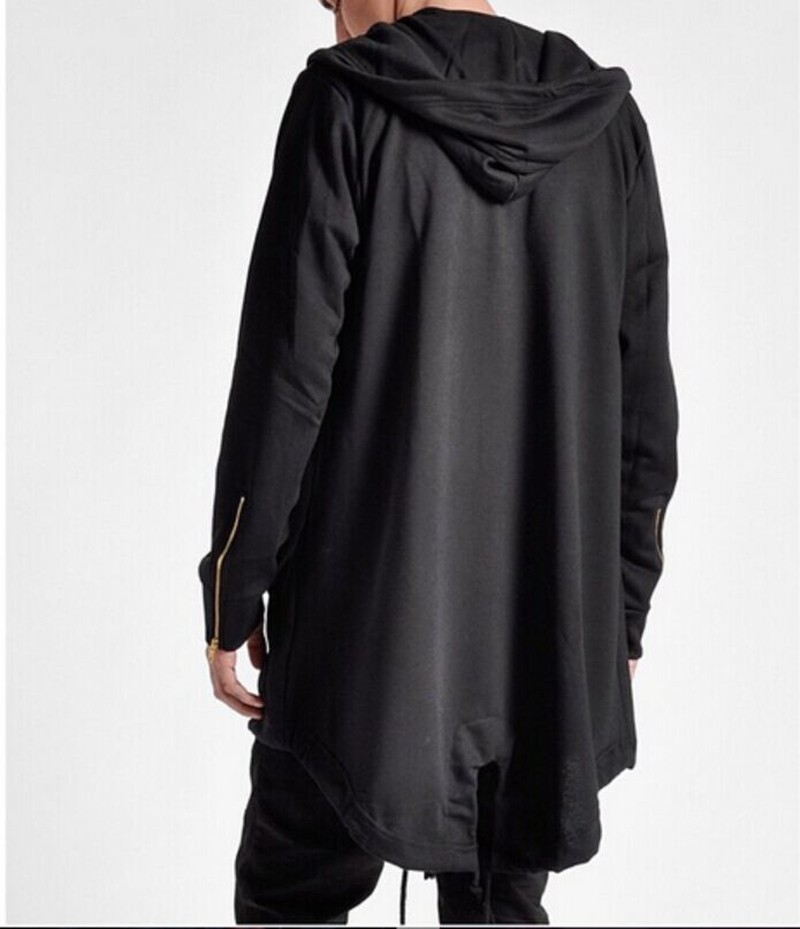 2016 Dark Hooded long sleeve cardigan sweater cloak sling irregular curved jacket men