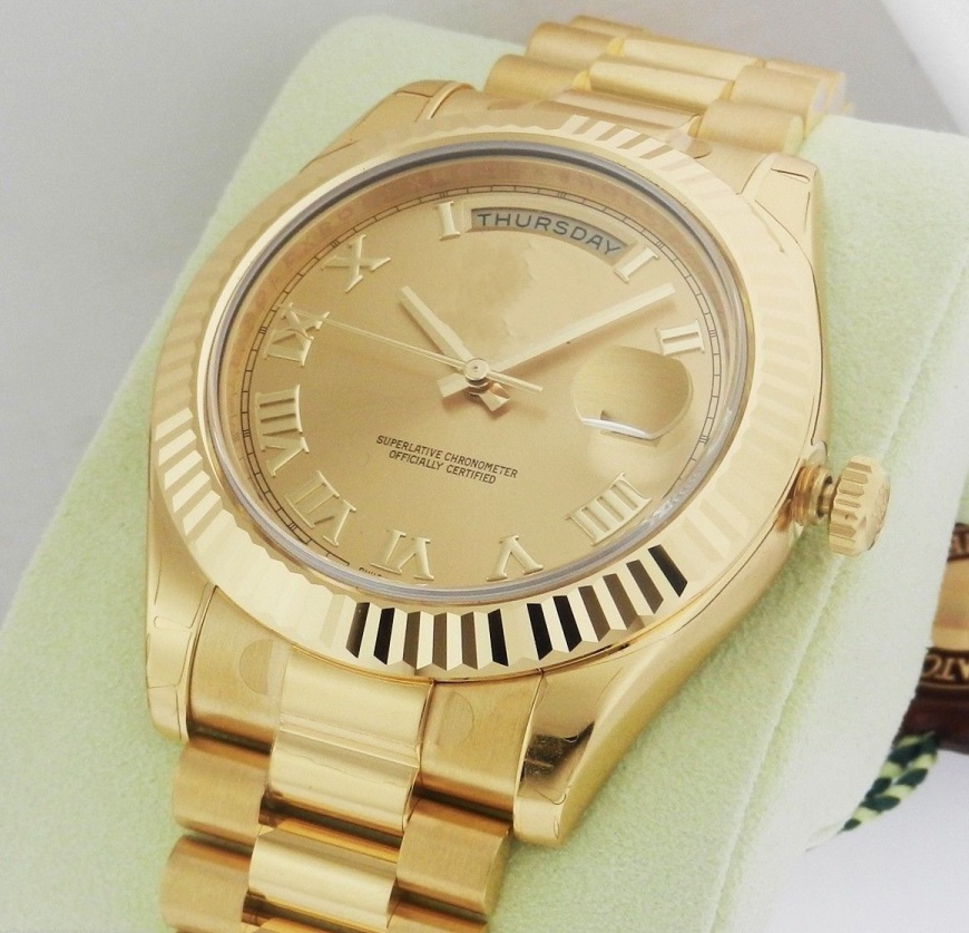 Factory Supplier Luxury Day-Date II President 41mm 218238 Champagne Roman Dial Mechanical Automatic Mens Watch 18k Gold Wrist Sports Watches
Factory Supplier Luxury Day-Date II President 41mm 218238 Champagne Roman Dial Mechanical Automatic Mens Watch 18k Gold Wrist Sports Watches