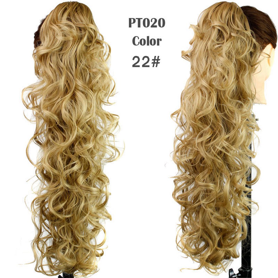 Wholesale-26" 210g Claw Hair Tail Ponytail Hair Extension Wavy Curly Style Tress Curly Synthetic Hairpieces Chignon Tail Pieces