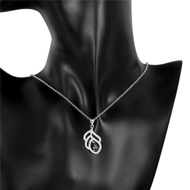 Brand new women's plant shape Pendant Necklace red gemstone sterling silver necklace STSN742,fashion 925 silver necklace factory direct sale