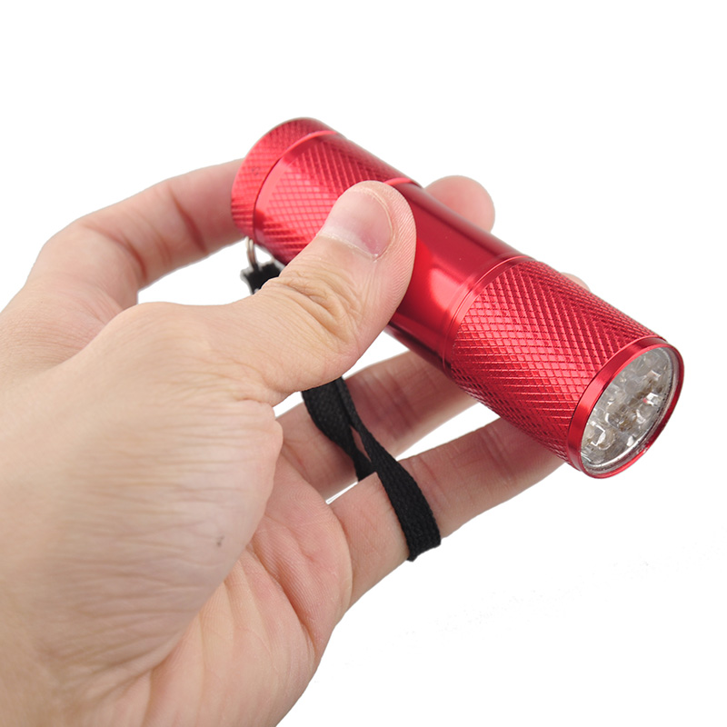 Aluminum Alloy Portable UV Flashlight Violet Light 9 LED 30LM Torch Lamp Mini 4 Color