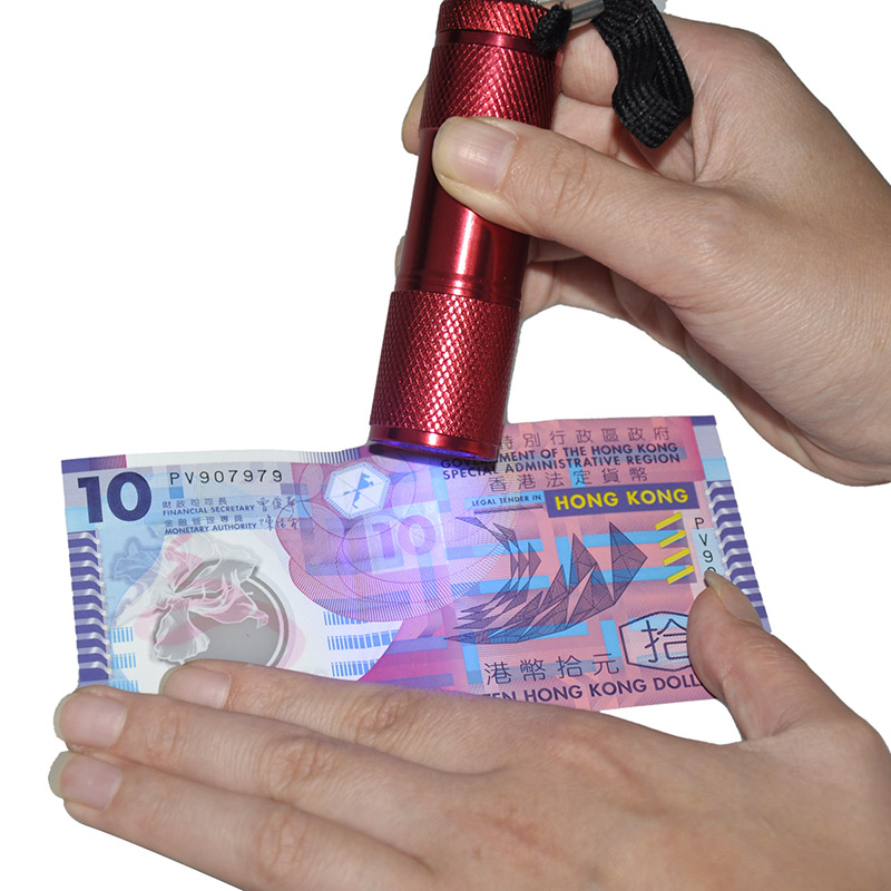 Aluminum Alloy Portable UV Flashlight Violet Light 9 LED 30LM Torch Lamp Mini 4 Color