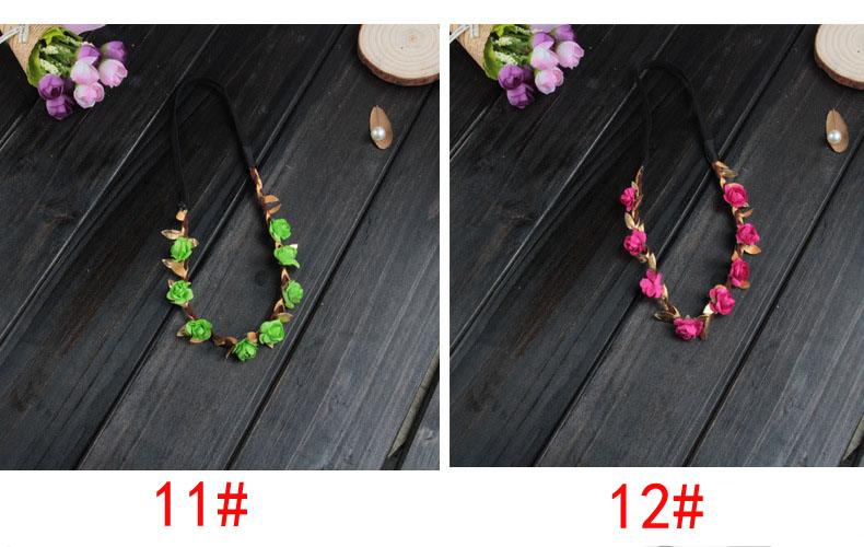 Children Hair Accessories Baby Golden Leaves Flower Headbands Kids Girls Hair Bands Woman Fashion Christmas Wreath Headwear 19Colors