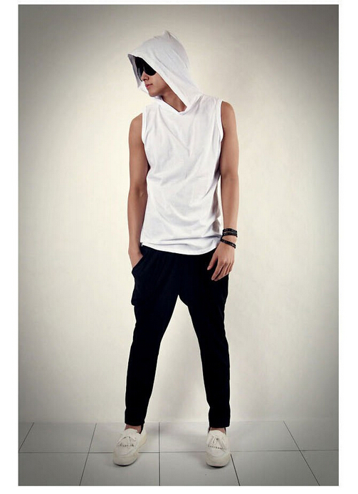 Wholesale-IMC Hot Sale New 2016 Summer Men's Sleeveless Hoodies Casual Men Sport Hoodies Black/White Men's Thin Hooded Vest