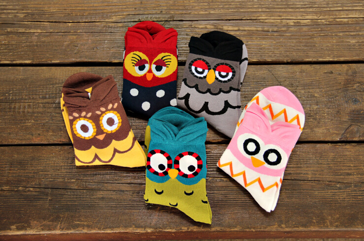 Autumn Winter Fashion Socks New Women Cute Owl Print Socks Casual Women Girls Socks Hot Sale 2016 Drop Shipping HJIA1029