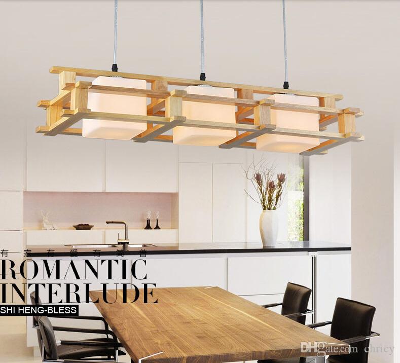 Modern OAK led pendant light wooden glass chandeliers lighting fixture 1/3 heads home lighting for living room decoration