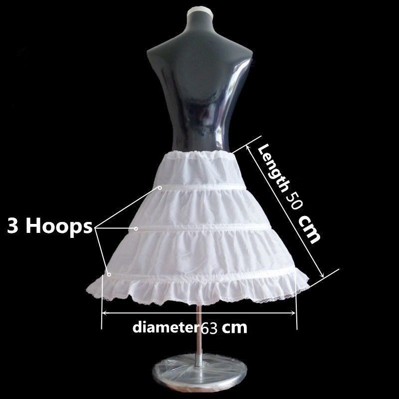 New Elegant Flower Girl 3-Hoop A-Line Crinoline Petticoat Underskirt Children Age 2-14 For Flower Girls pageant Party Dress Adjust size Kids