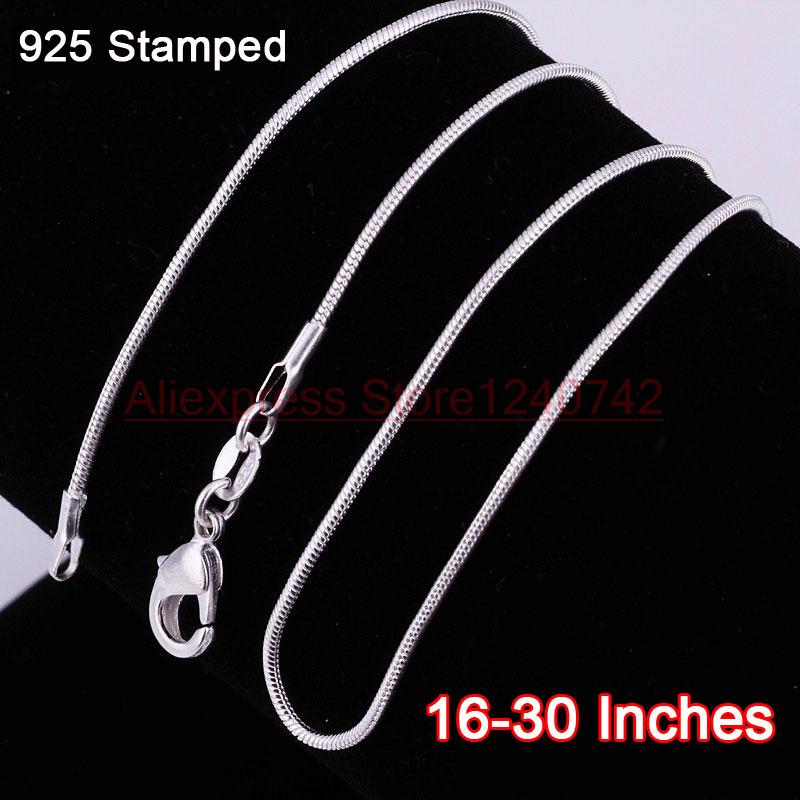 Wholesale-16-30 Inches 20PCS Snake Necklace Chains 1.2MM Real 925 Sterling Silver Findings DIY Jewelry Hot
Wholesale-16-30 Inches 20PCS Snake Necklace Chains 1.2MM Real 925 Sterling Silver Findings DIY Jewelry Hot