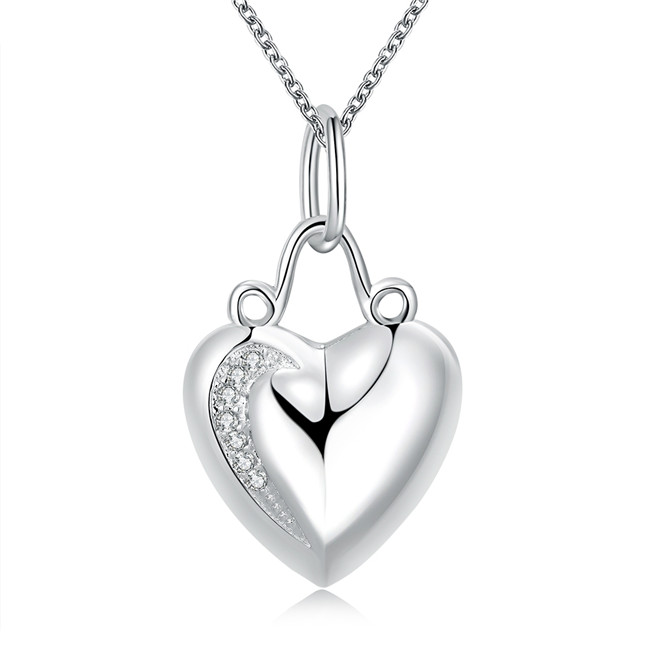 High grade women's heart shape Pendant Necklace white gemstone sterling silver necklace STSN703,brand new fashion 925 silver necklace