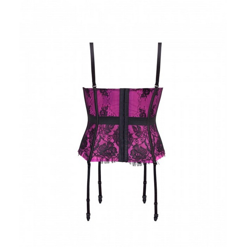 Lingerie Like Overbust Corset Busiter with Underwire Cups Detail and Contrast Lace Overlays Women's Sexy Valentine's Day Corset