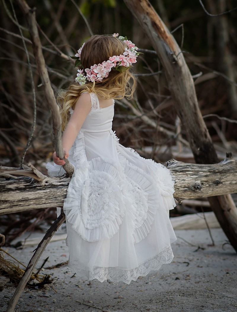 Lovely Dollcake Flower Girl Dresses For Weddings Ruffled Kids Pageant Gowns Flowers Floor Length Lace Party Communion Dress Sash
