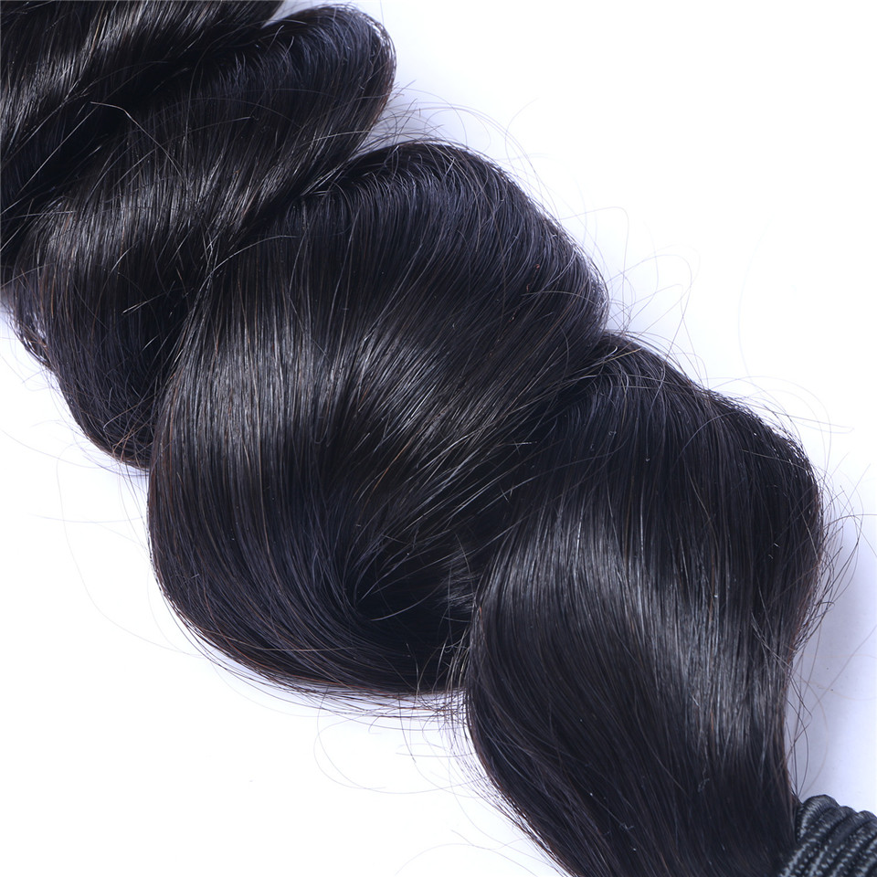 Free shipping Unprocessed Brazilian Human Remy Virgin Loose Wave Weaves Hair Extensions Natural Color 100g/bundle Double Wefts 3Bundles/lot