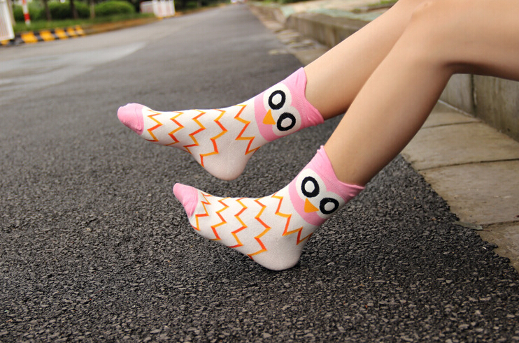 Autumn Winter Fashion Socks New Women Cute Owl Print Socks Casual Women Girls Socks Hot Sale 2016 Drop Shipping HJIA1029