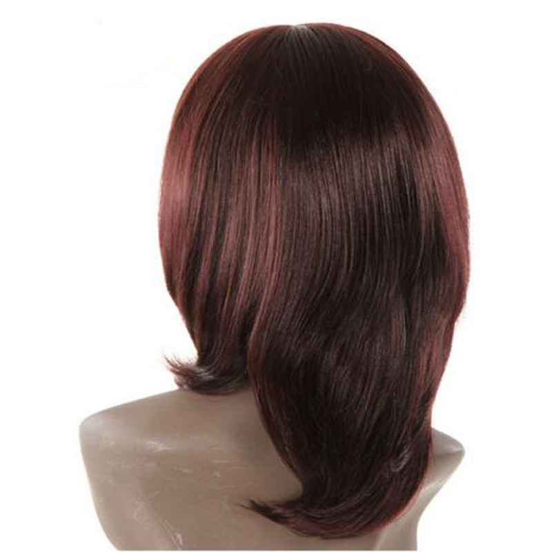 Women short straight Red Brown High temperature Synthteic Hair wig