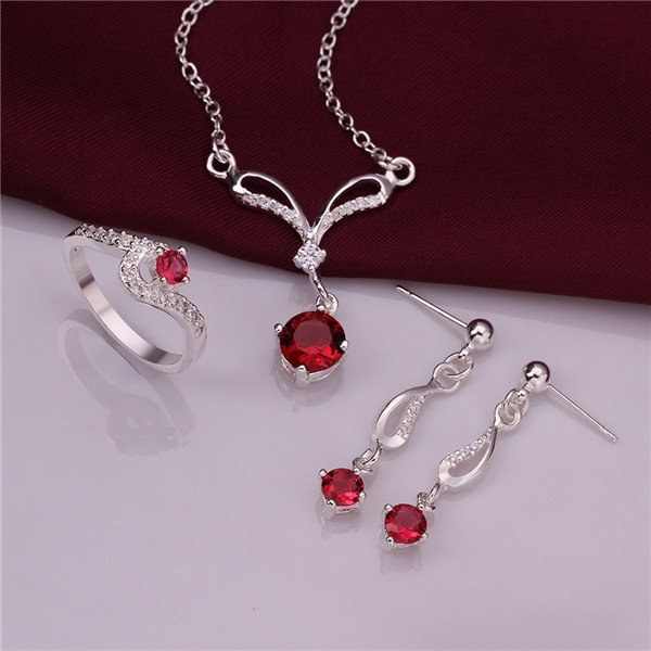 High grade 925 sterling silver Cat's Eye zircon three-piece - White jewelry sets DFMSS717C brand new Factory direct sale wedding 925 silver