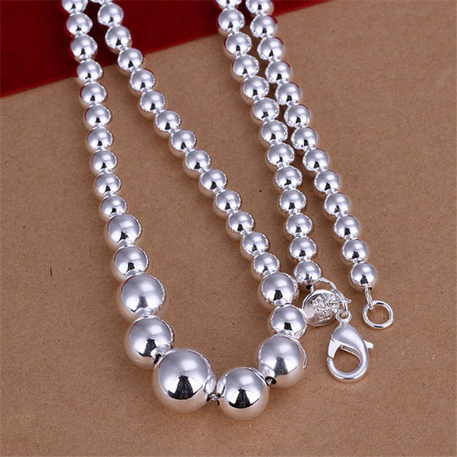 Wholesale Big small Beads necklace sterling silver plate necklace STSN195,brand new fashion 925 silver Chains necklace factory direct sale