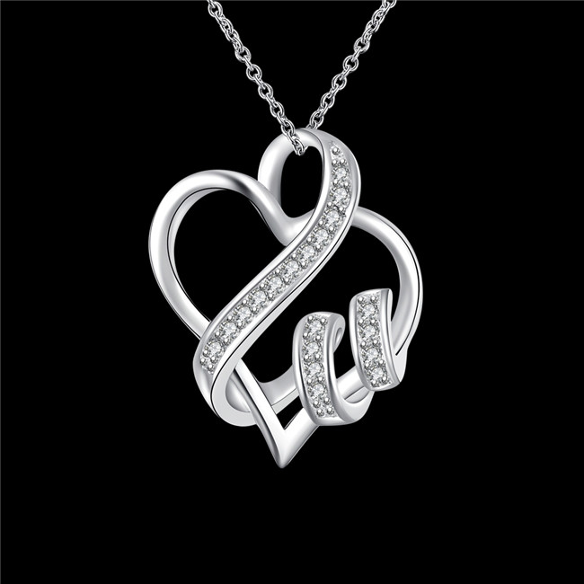New arrival women's heart shape Pendant Necklace white gemstone sterling silver plated necklace STSN715,hot sale fashion 925 silver necklace