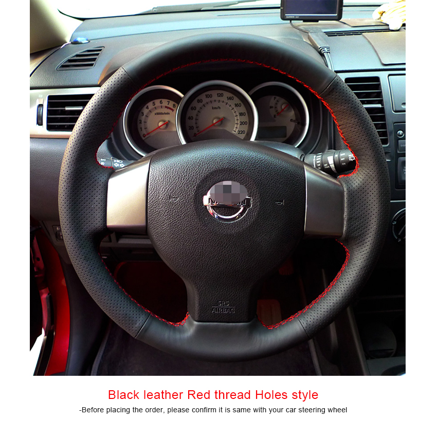 Steering wheel cover Case for NISSAN TIIDA old model Nissan NOTE Genuine leather DIY Car styling Leather steering wheel cover