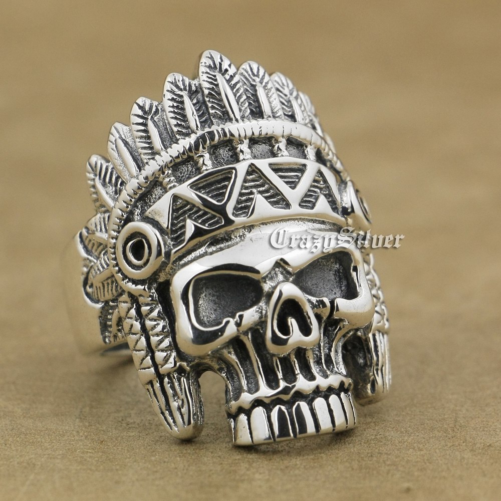 925 Sterling Silver Indian Chief Skull Mens Biker Rocker Punk Ring 9W020 US Size 7 ~ 15
925 Sterling Silver Indian Chief Skull Mens Biker Rocker Punk Ring 9W020 US Size 7 ~ 15