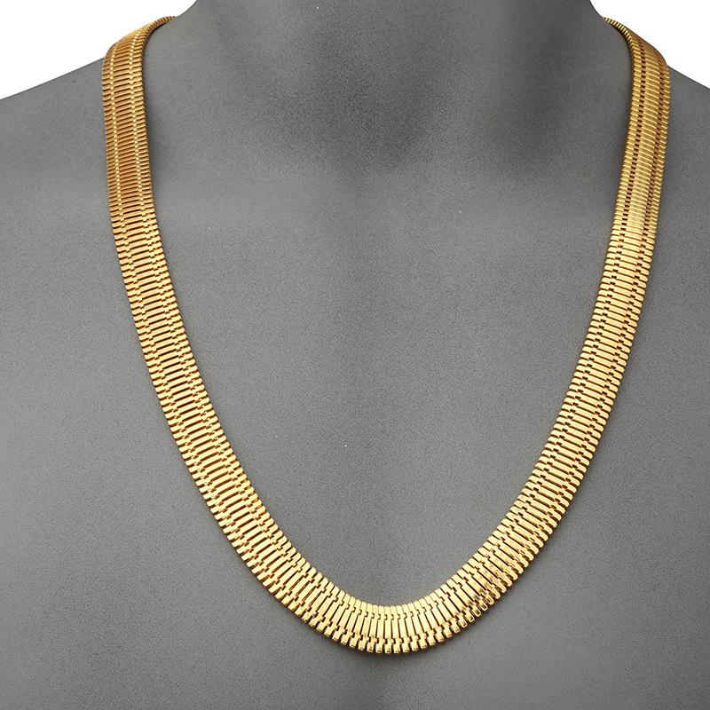 75cm 1.5cm 18K Gold Electroplate Snake bone Chains Mens Necklace Fishbone Chain Hip Hop Jewelry
75cm 1.5cm 18K Gold Electroplate Snake bone Chains Mens Necklace Fishbone Chain Hip Hop Jewelry