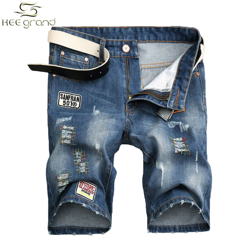 Wholesale-Jean Shorts Men Fashion Hole Jeans European Street Style Appliques Design Plus Size -38 MKN611, Blue
Wholesale-Jean Shorts Men Fashion Hole Jeans European Street Style Appliques Design Plus Size -38 MKN611, Blue