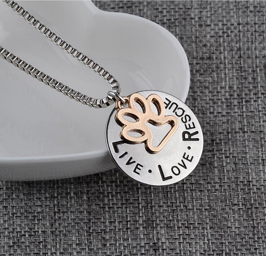 2018 Pendant Necklace Hand Stamped Personalized Animal Shelter Pet Rescue Paw Print Cat Dog Lover