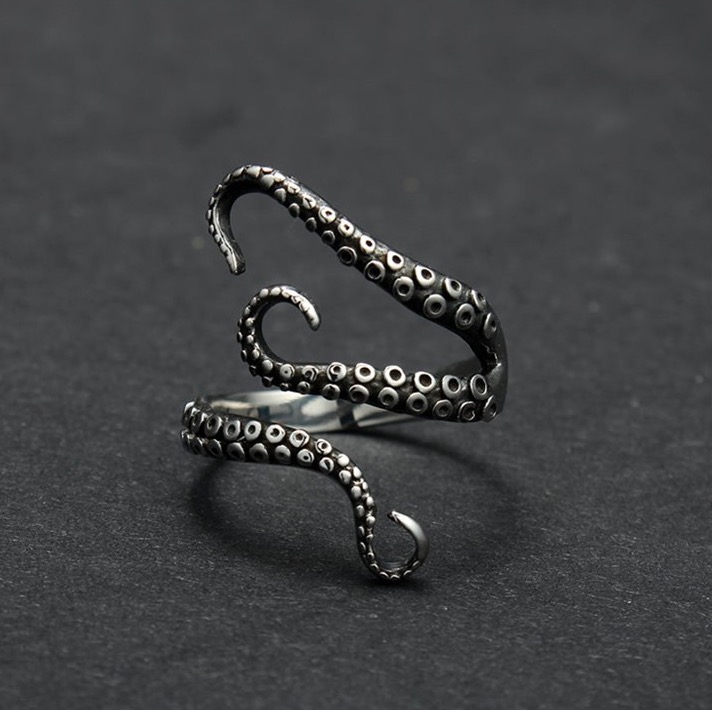Band Rings Zinc Alloy Punk Style Squid Octopus Ring New Men's Jewelry Animal Opened Adjustable Finger Ring for MChristmas gift for women