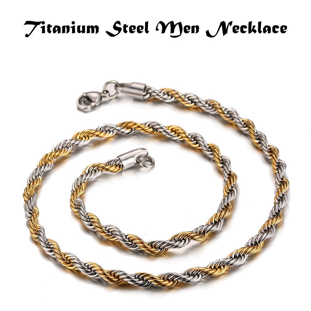 Mens Trendy Jewelry Women Collar Joyas Titanium Steel Men Fashion Twisted Braided Chains Necklace Gold & Silver 55cm*0.6cm
Mens Trendy Jewelry Women Collar Joyas Titanium Steel Men Fashion Twisted Braided Chains Necklace Gold & Silver 55cm*0.6cm