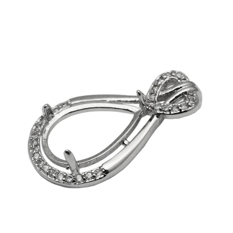 Beadsnice teardrop pendant blanks 925 sterling silver pendant setting for cabochons diy pendant tray jewelry supplies ID 34057