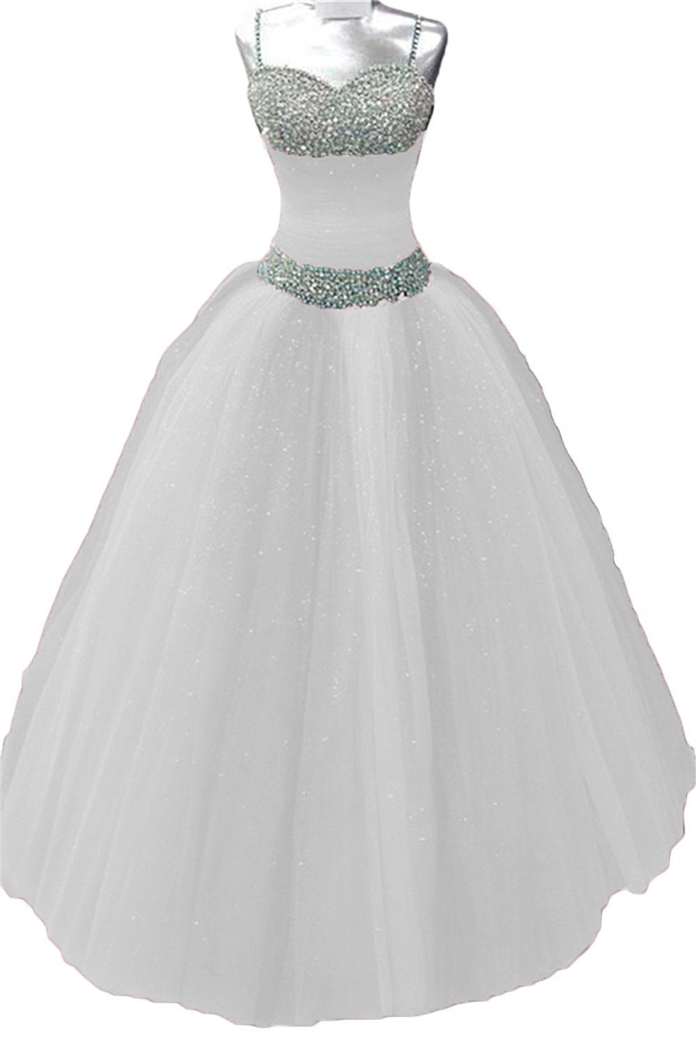 2017 New Sexy Crystals Ball Gown Long Ball Gown Quinceanera Dresses with Appliques Tulle Lace Up Plus Size Sweet 16 Dress QC502