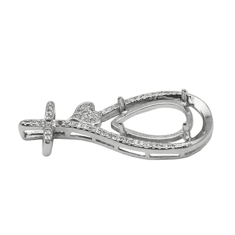 Beadsnice sterling silver blank pendant cabochon setting tray women jewelry handmade necklace pendant fit 9x14mm teardrop stone ID 34059