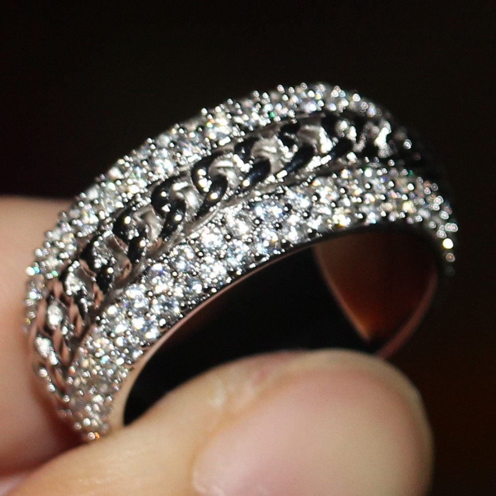 Victoria Wieck Vintage Jewelry 925 Sterling Silver Topaz Simulated Diamond Gemstones Wedding Rotatable Women Finger Ring for Love Size5-11