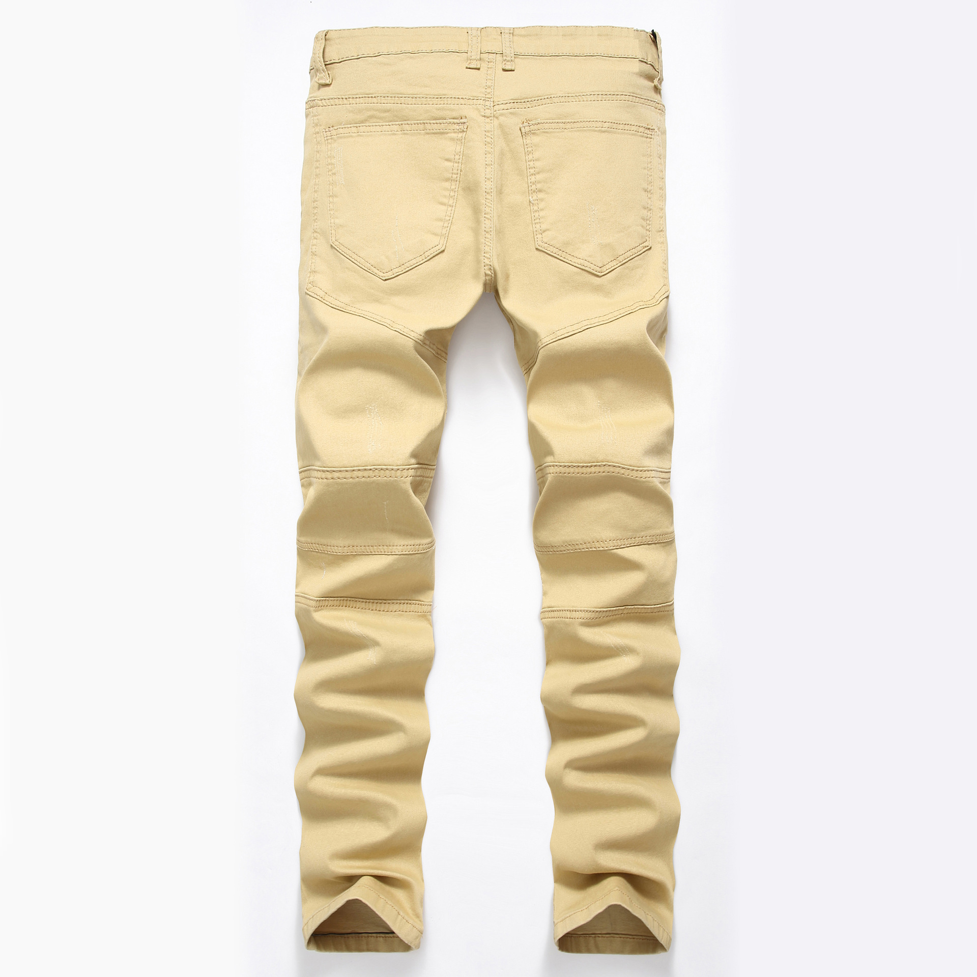 European street tide brand motorcycle personality wrinkle Slim pants high-elastic hole tide jeans support mixed batch
