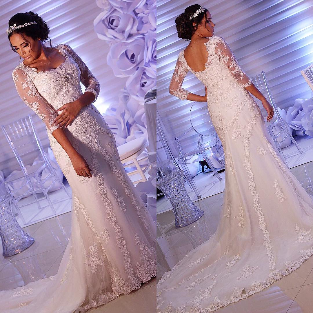 Three Quarter Sleeve Sheath Wedding Dresses Lace Open Back Wedding Gowns with Appliques Sweep Train Beaded Feathers African Bride Dress, Red
Three Quarter Sleeve Sheath Wedding Dresses Lace Open Back Wedding Gowns with Appliques Sweep Train Beaded Feathers African Bride Dress, Red
