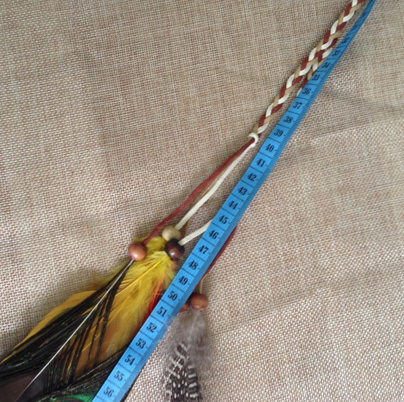 Women Girl suede leather headband bohemian boho Peacock feather Braided Chain hair rope band headbands Hippie Hairband Wrap